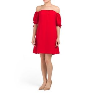 Rachel Roy Off Shoulder Woven Dress, Red, Size 2